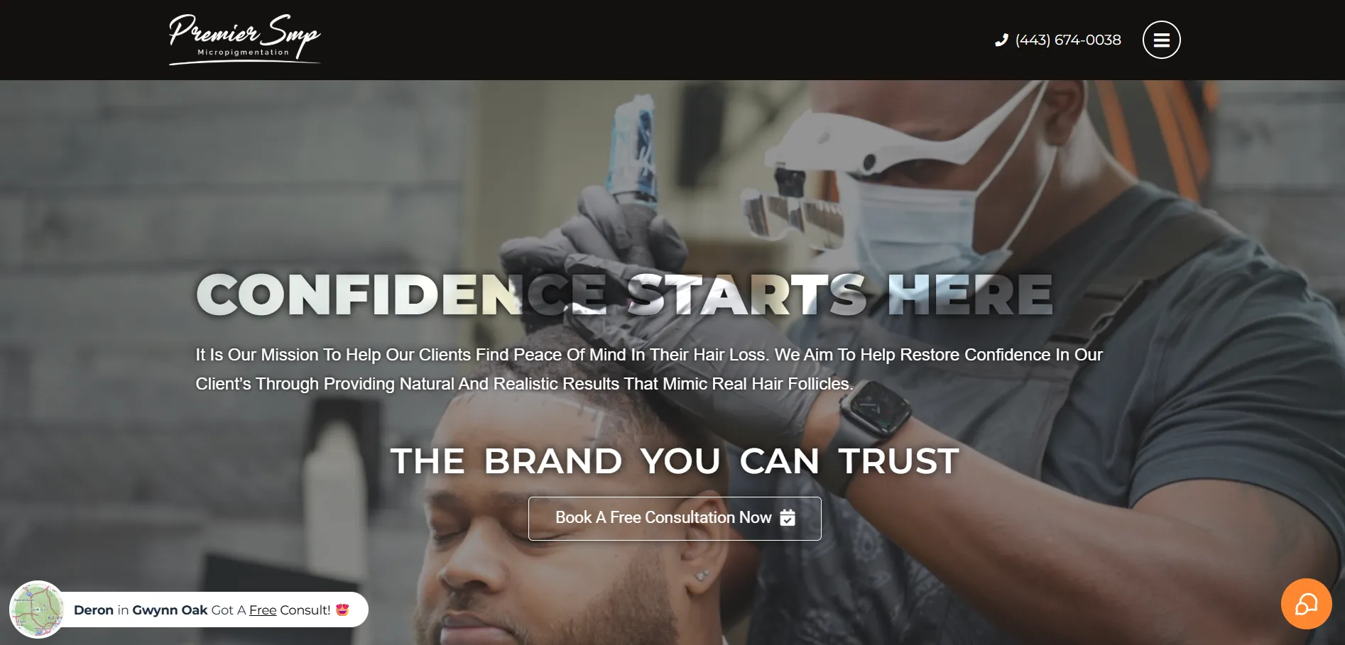 Premier SMP — A lead-generating site for a Maryland scalp micropigmentation clinic.